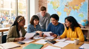 International students preparing Fulbright Scholarship Program applications from different countries